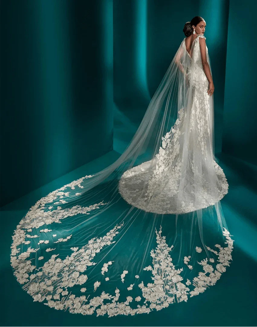 Atelier Pronovias Charlotte + Cape - Size 10 - Image 2