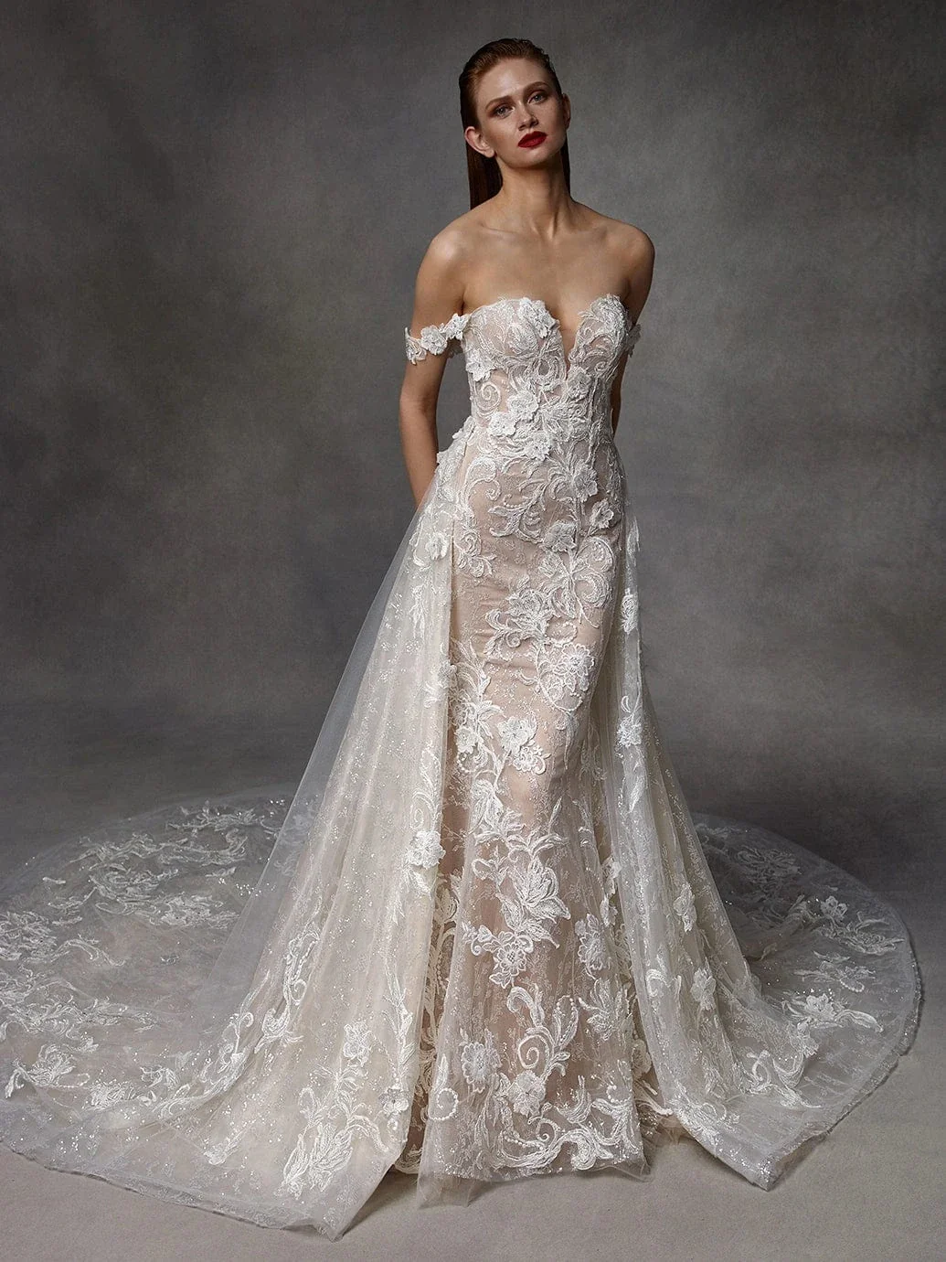 Badgley Mischka Dita + Overskirt - Size 8