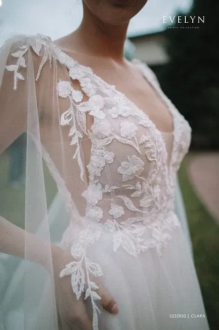 Evelyn Bridal Clara + Cape - Size 10 - Image 3