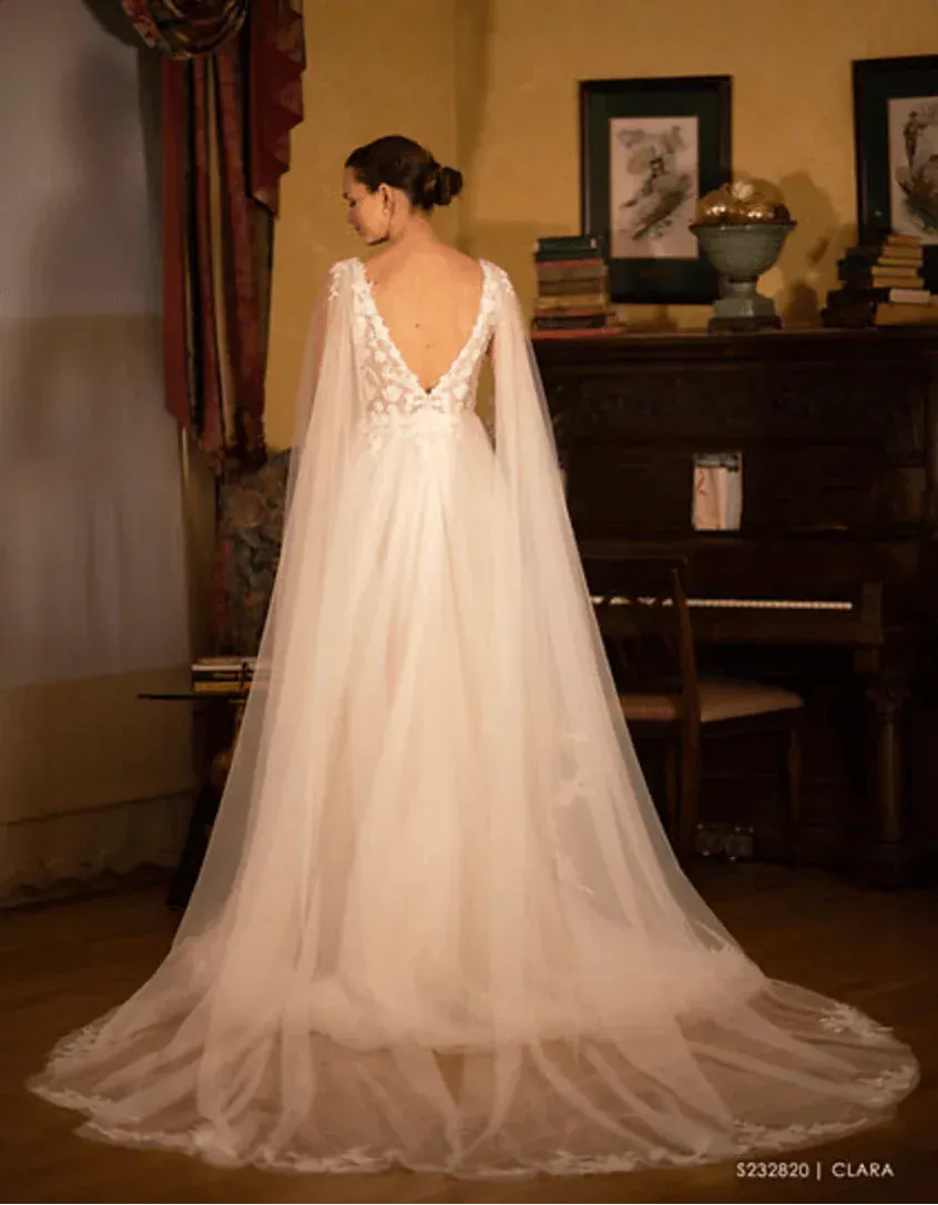 Evelyn Bridal Clara + Cape - Size 6 - Image 2